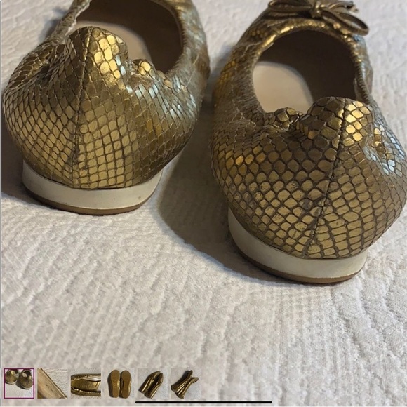 Christian Dior Gold Metallic Snake skin Ballerina Flats. Size 39. - Picture 3 of 8
